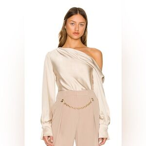 Jonathan Simkhai Alice One Shoulder Top in Champagne, XS, NWT